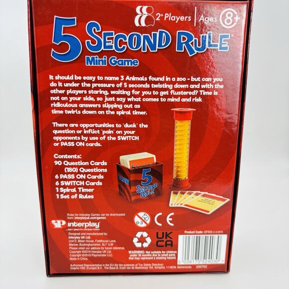 PlayMonster - 5 Second Rule Mini Game. New In Open Box. Sealed Cards. - Picture 2 of 11